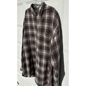 Rare VTG U.S. Expedition Gray Plaid Wool  Blend Flannel Mens XL Red Accent